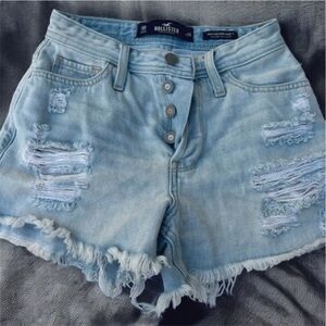 Hollister Faded Blue Ripped Shorts 00